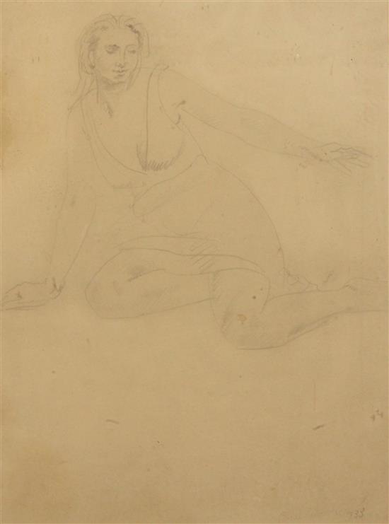 Dame Ethel Walker (1861-1951) Study of a kneeling woman, 16 x 12in.